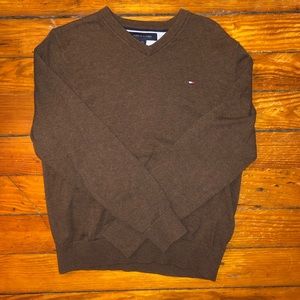 Tommy Hilfiger Brown V-Neck Sweater (worn once)